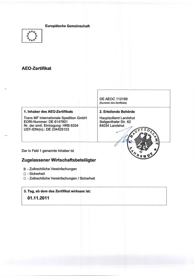AEO-Zertifikat