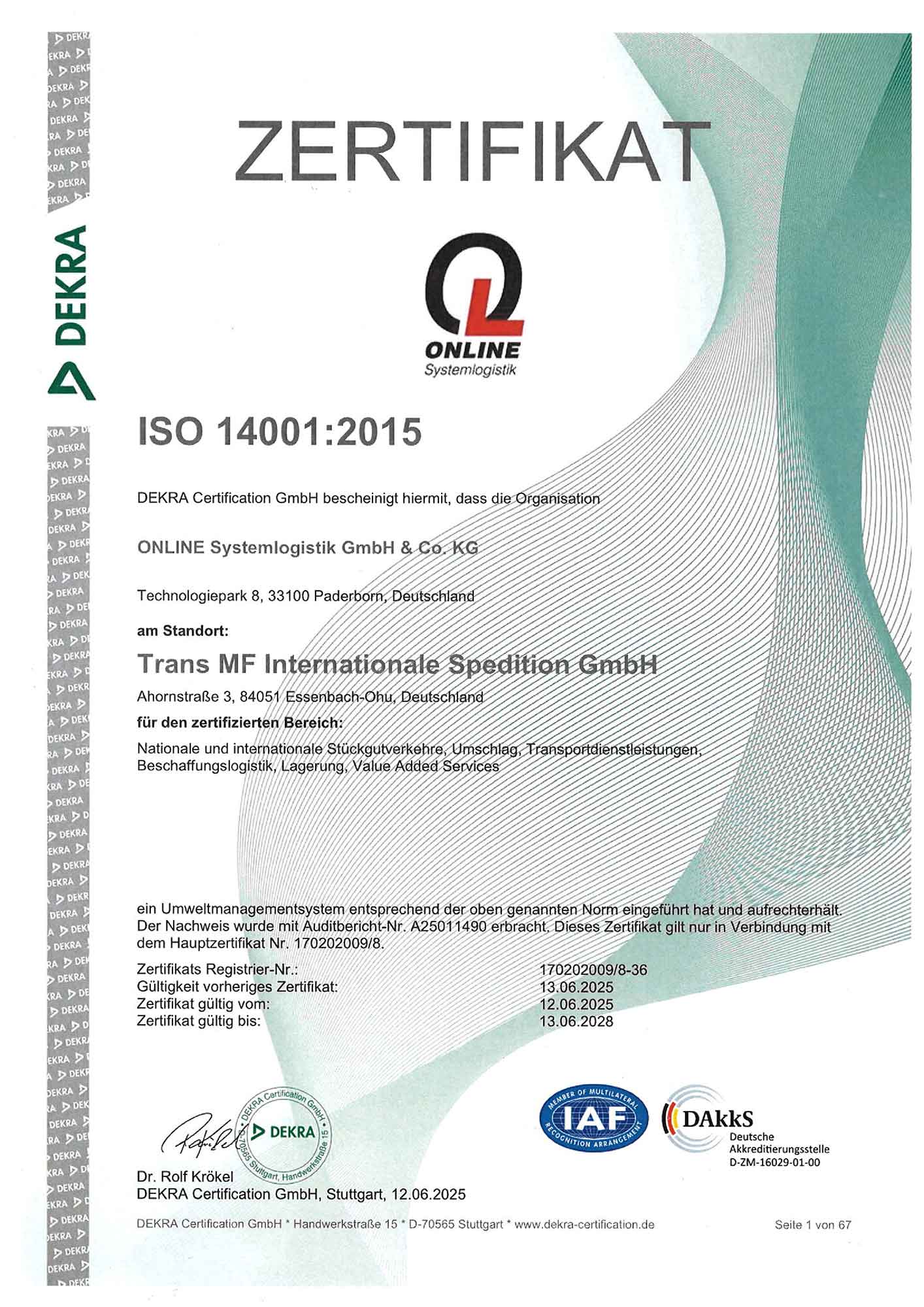 Umwelt ISO 14001